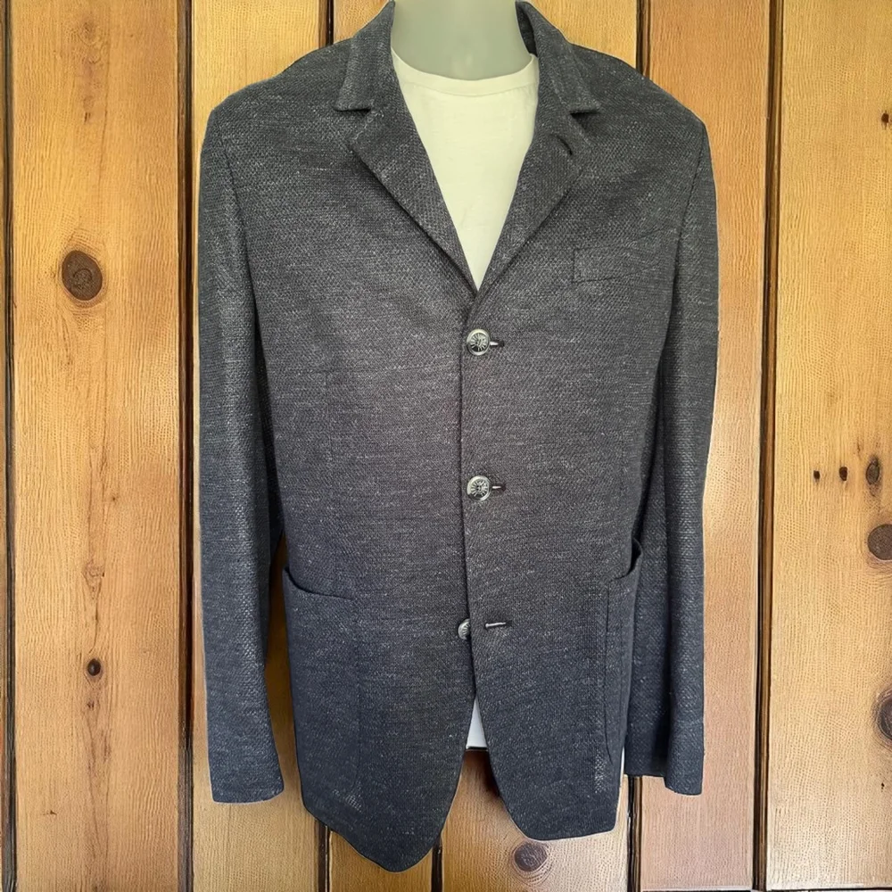 $1650 - Fedeli Damon Linen Jacquard Summer Blazer/Jacket - Navy Blue - 40 / 50 R - Picture 2 of 16